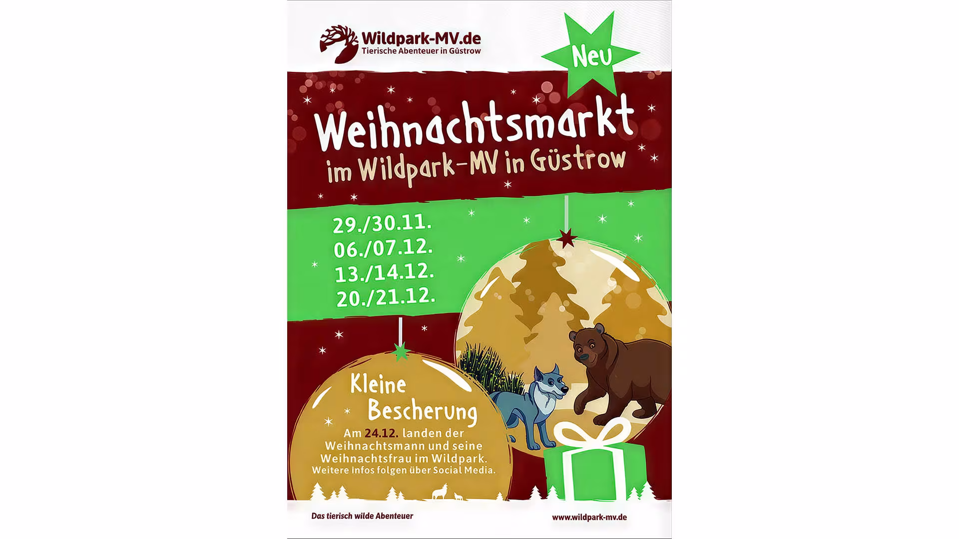 NEU: Weihnachtsmarkt im Güstrower Wildpark-MV