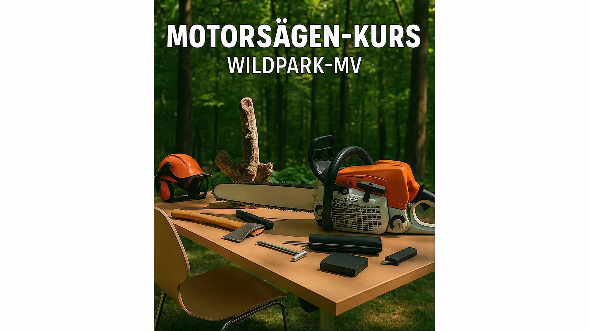 Rustikales Holzfällercamp mit Kettensägenschein